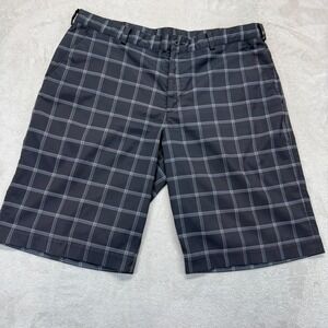 Nike Shorts Mens 38 Plaid Casual Golf Dark Gray White Performance Stretch DriFit